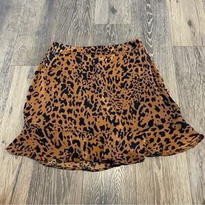 FOREVER 21 Leopard Ruffle Mini Skirt Size L